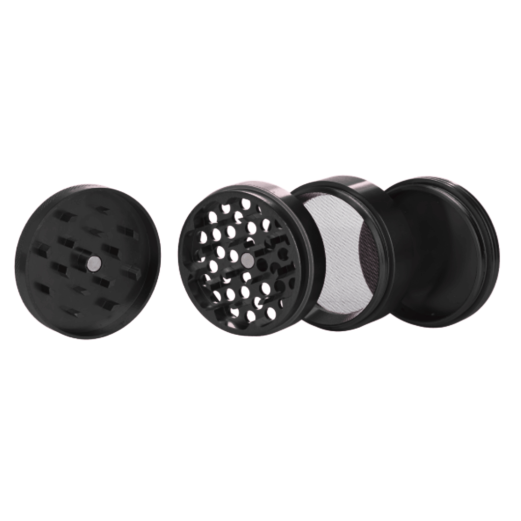 Black Aluminium 50mm Herb Grinder - 4 Piece