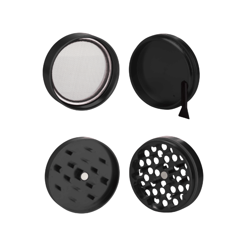 Black Aluminium 50mm Herb Grinder - 4 Piece