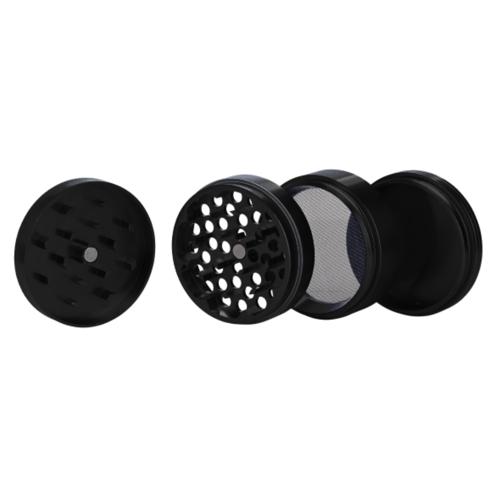 Black Aluminium 55mm Herb Grinder - 4 Piece