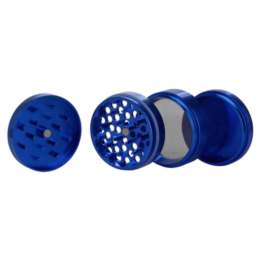 Blue Aluminium 60mm Herb Grinder - 4 Piece