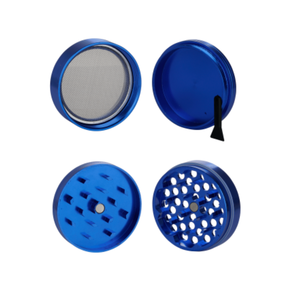 Blue Aluminium 60mm Herb Grinder - 4 Piece
