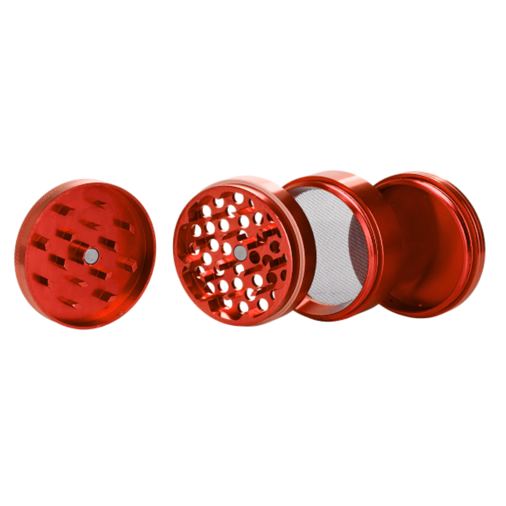 Red Aluminium 55mm Herb Grinder - 4 Piece