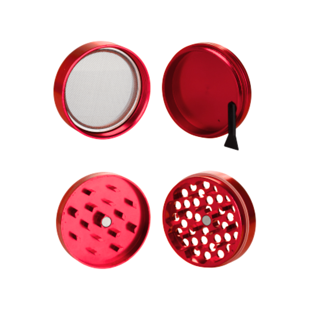 Red Aluminium 55mm Herb Grinder - 4 Piece
