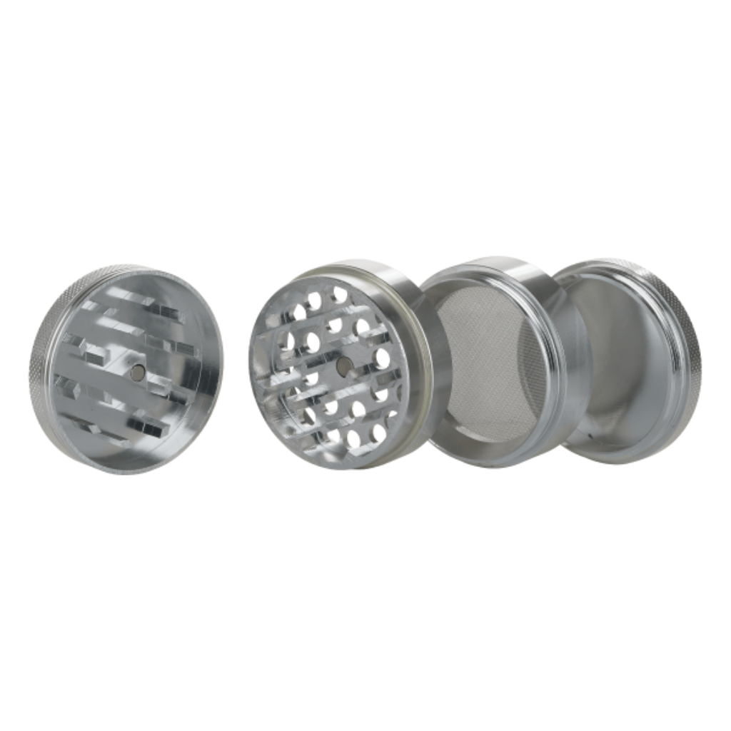 Silver Aluminium 50mm Herb Grinder - 4 Piece
