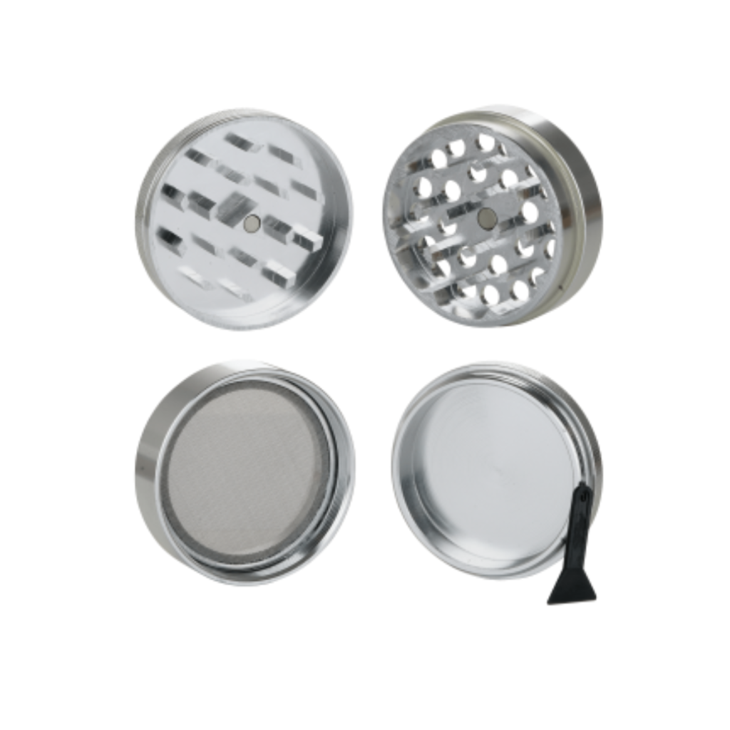 Silver Aluminium 50mm Herb Grinder - 4 Piece